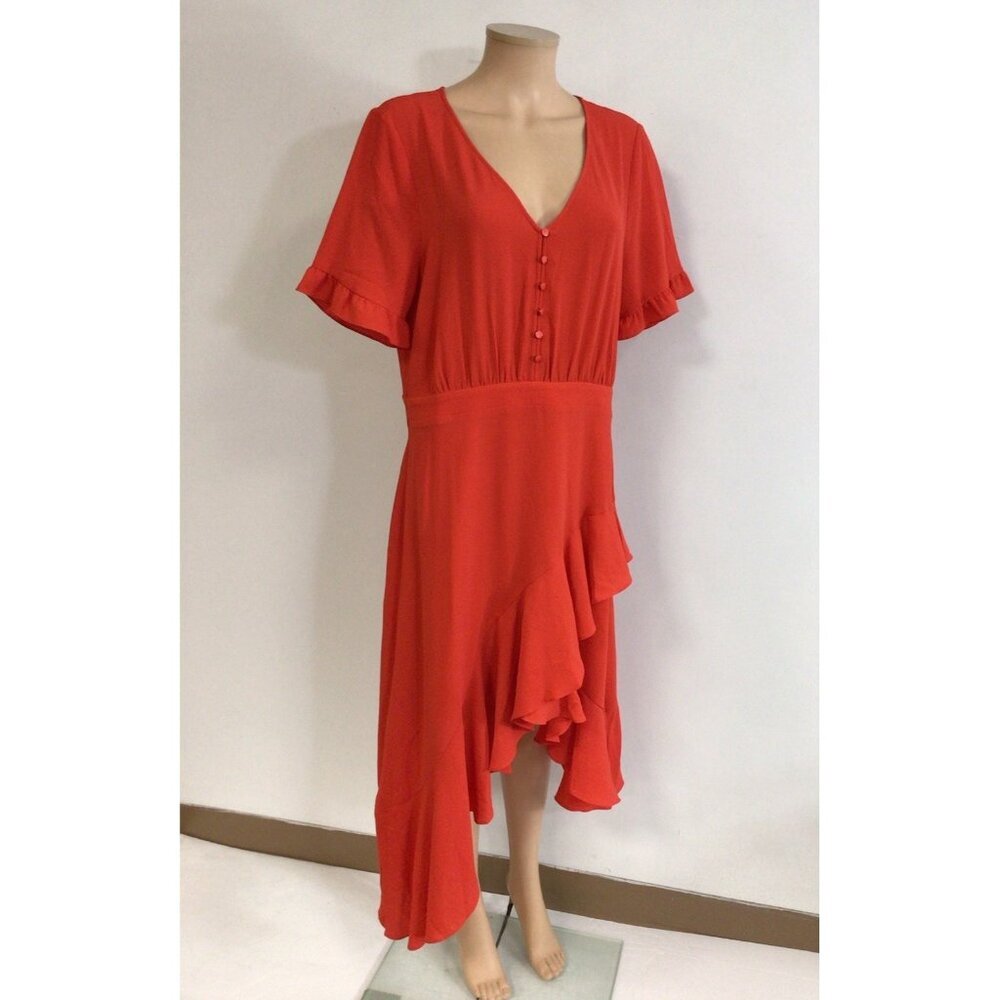 Cece Red Ruffle Maxi Dress Tiered Womens 14